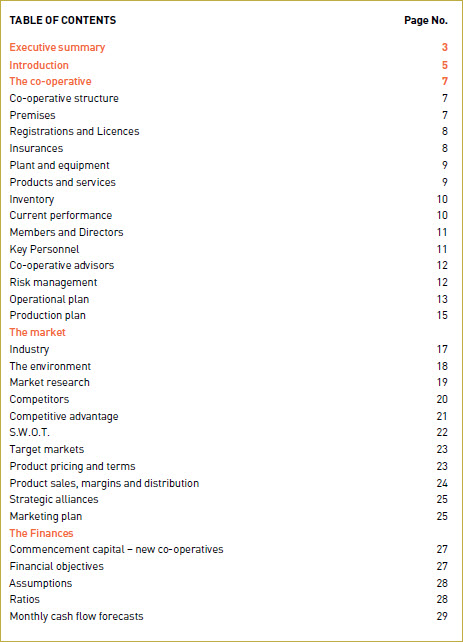 example of cooperative business plan