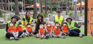 Toddlers and workers at Amigoss Childcare Co-operative